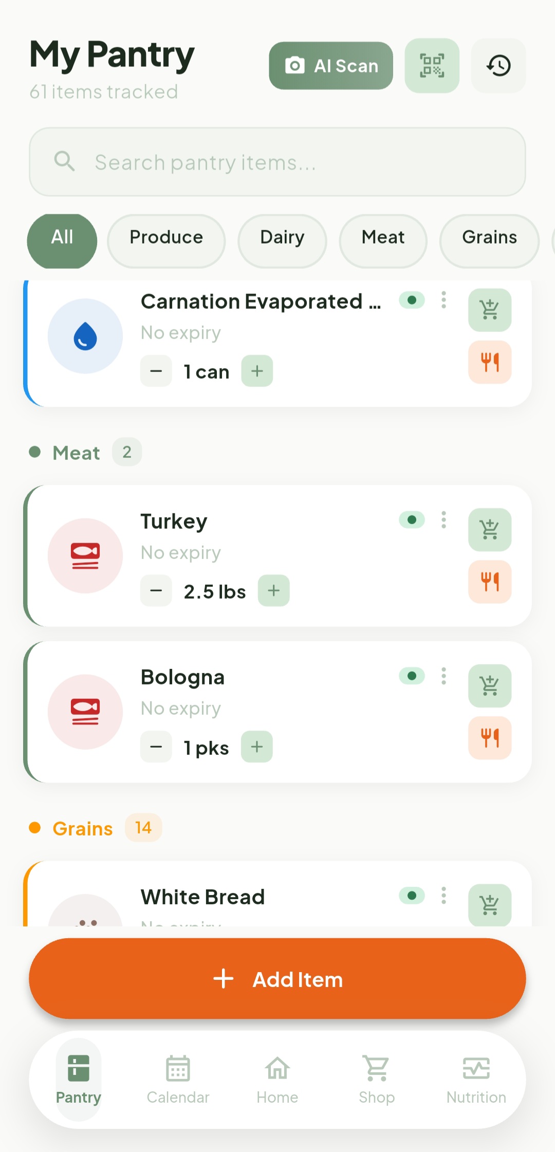Add items to your pantry